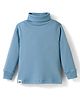 Ollypop Interlock Knit Full Sleeves Solid Color Turtle Neck T-Shirt - Light Blue