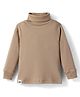 Ollypop Interlock Knit Full Sleeves Solid Color Turtle Neck T-Shirt - Tan