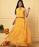 TeenTrums Georgette Woven Sleeveless Floral Printed Gota Lace Embellished Lehenga Choli Set - Yellow