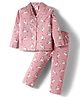 Ollypop Sinker Knit Full Sleeves Co-ords Night Suit With Unicorn Print - Pink