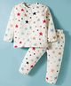 Ollypop Sinker Knit Full Sleeves Co-ords Night Suit With Star Print - Cream