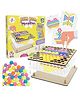 Kalakaram Pom Pom Peg-A-Pattern  Wooden Peg Board Montessori Toy with 6 Pattern Cards, 100+ Colorful Pom Poms & Tweezer | Fine Motor Skill & Pincer Grip Activity Kit for Kids Age 3-6 Years