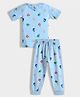 Orange Sugar 100% Cotton Knit Half Sleeves Sea Life Printed Coordinating Night Suit Set - Sky Blue