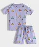 Orange Sugar 100% Cotton Knit Half Sleeves Cars Printed Coordinating Tee & Shorts Night Suit Set - Lavender
