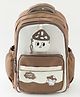 Bonfino Happy Mushroom School Backpack 23L - Brown| 2 Spacious Compartments, 2 Bottle Pockets| 1 Front Pocket| Water Resistant| Ideal for School, Travel & Nature Adventures| Height 16 Inches