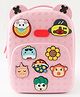 Silicone Backpack 13 Inches with Cute Cartoon Badges 7L - Pink| Water Proof| Adjustable Shoulder Strap| Lightweight| Easy to Clean| School Bag for Boys & Girls