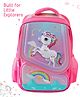 Babyhug Unicorn Kids School Backpack 21L - Pink| Lightweight Polyester-Nylon Bag for Boys & Girls| 3 Compartments & 2 Bottle Pouches| Water Resistant| Adjustable & Padded Shoulder Strap