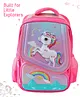 Babyhug Unicorn Kids School Backpack 21L - Pink| Lightweight Polyester-Nylon Bag for Boys & Girls| 3 Compartments & 2 Bottle Pouches| Water Resistant| Adjustable & Padded Shoulder Strap