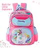 Babyhug Unicorn Kids School Backpack 22L - Pink| Lightweight Polyester-Nylon Bag for Boys & Girls| 3 Compartments, 1 Pouch & 2 Bottle Pouches| Water Resistant| Adjustable & Padded Shoulder Strap