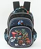Dinosaur Theme Water Resistant School Backpack with Bottle Pockets & Adjustable Padded Straps with   2 Compartment  Black - Height 16 Inches