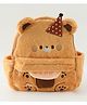 Bear Face Plush School Backpack 6L - Brown| 1 Compartment,1 Pocket,2 Bottle Holder| Padded Shoulder Strap| 11inches| School bag for Kinder Garden Boys & Girls