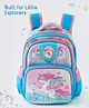 Babyhug Unicorn Kids School Backpack, 20L - Blue Pink| Lightweight School Bag for Girls & Boys| Adjustable Strap & Spacious Compartments| 2 Compartments & 2 Bottle Pouches| Water Resistant