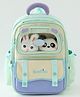 Bonfino Kids School Backpack with Plush Window, Bunny & Panda Soft Toys, 4 Compartments, 22L - Green|  Lightweight Polyester-Nylon| School Bag for Girls & Boys| Bottle Pouch