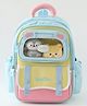 Bonfino Kids School Backpack with Plush Window, Bunny & Panda Soft Toys, 4 Compartments, 22L - Blue|  Lightweight Polyester-Nylon| School Bag for Girls & Boys| Bottle Pouch