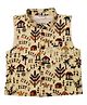 Snowflakes Cotton Woven Sleeveless Warli Art Printed Jacket - Brown