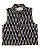 Snowflakes Cotton Woven Sleeveless Chevron Printed Jacket - Black