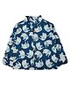 Snowflakes Cotton Woven Full Sleeves Elephants Printed Shirt - Blue