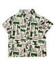 Snowflakes Cotton Woven Half Sleeves Cats Printed Shirt - White