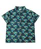Snowflakes Cotton Woven Half Sleeves Elephant Face Printed Shirt - Blue
