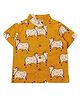 Snowflakes Cotton Woven Half Sleeves Cows Printed Shirt - Yellow