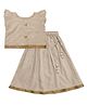 Snowflakes Cotton Woven Frill Sleeves Foil Striped & Floral Applique Detailed Lehenga Choli Set - White