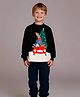 Cherry Crumble By Nitt Hyman Knit Christmas Theme Full Sleeves Tree Embroidered Unisex Winter Night Suit Set -Black