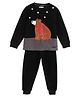Cherry Crumble By Nitt Hyman Knit Full Sleeves Bear Embroidered Unisex Winter Night Suit Set - Black
