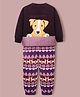 Cherry Crumble By Nitt Hyman Knit Christmas Theme Full Sleeves Dog & Reindeer  Printed Unisex Winter Night Suit Set - Wine