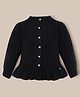 Cherry Crumble By Nitt Hyman Knit Full Sleeves Cable Knit Designed Sweater - Black