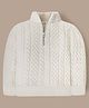 Cherry Crumble By Nitt Hyman Full Sleeves Cable Knit High Neck Unisex Winter Sweater - Cream