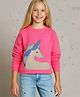 Cherry Crumble By Nitt Hyman Knit Full Sleeves Unicorn Embroidered Winter Sweatshirt - Pink