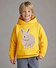 Cherry Crumble By Nitt Hyman Knit Full Sleeves Rabbit Fur Detailed Unisex Winter Hoodie - Mustard