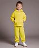 Cherry Crumble By Nitt Hyman Knit Full Sleeves Solid Unisex Winter Hooded Sweatshirt With Pant Set - Yellow