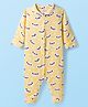 Babyhug Velour Knit Full Sleeves Winter Wear Footed Sleepsuit With Bunny Print - Yellow