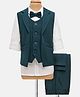 Mark & Mia Cotton Woven Full Sleeves Solid 3 Piece Party Suit With Bow - Teal Blue