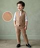 Mark & Mia Cotton Woven Full Sleeves Checks 3 Piece Party Suit With Bow - Tan & White