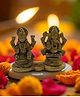 DULI Brass Laxmi Ganesha Idol Pair Decorative Idol Showpiece | 2 Inch Small Idol Pair Statue for Mandir, Pooja Room & Temple Décor Perfect Diwali Decoration & Festive Gift
