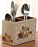 DULI Enamel Coated Multipurpose 2 Section Cutlery Holder Spoon Stand Table Organizer