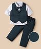 Mark & Mia Woven Full Sleeves 3 Piece Party Suit With Bow - Black & White