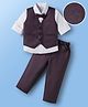 Mark & Mia Cotton Woven Full Sleeves Solid 3 Piece Party Suit With Bow - Wine & White