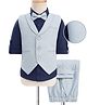 Mark & Mia Cotton Woven Full Sleeves Solid 3 Piece Party Suit With Bow - Light & Navy Blue