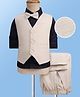 Mark & Mia Woven Full Sleeves Solid Color 3 Piece Party Suit with Bow - Beige