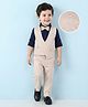 Mark & Mia Woven Full Sleeves Solid Color 3 Piece Party Suit with Bow - Beige