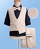 Mark & Mia Woven Full Sleeves Solid Color 3 Piece Party Suit with Bow - Beige