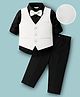 Mark & Mia Cotton Woven Full Sleeves Solid 3 Piece Party Suit With Bow - Black & White