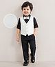 Mark & Mia Cotton Woven Full Sleeves Solid 3 Piece Party Suit With Bow - Black & White