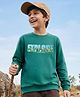 Pine Kids Cotton Knit Full Sleeves Sweatshirt With Text Print - Dark Green