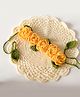 Bobbles & Scallops Pearls Embellished Rose Designed Crochet Gajra Style Rubber Band - Yellow