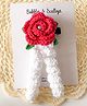Bobbles & Scallops Rose Crochet Detailed & Pearl Embellished Gajra Style Hair Clip - Red
