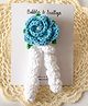 Bobbles & Scallops Rose Crochet Applique Detailed Pearl Embellished Gajra Hair Clip - Blue